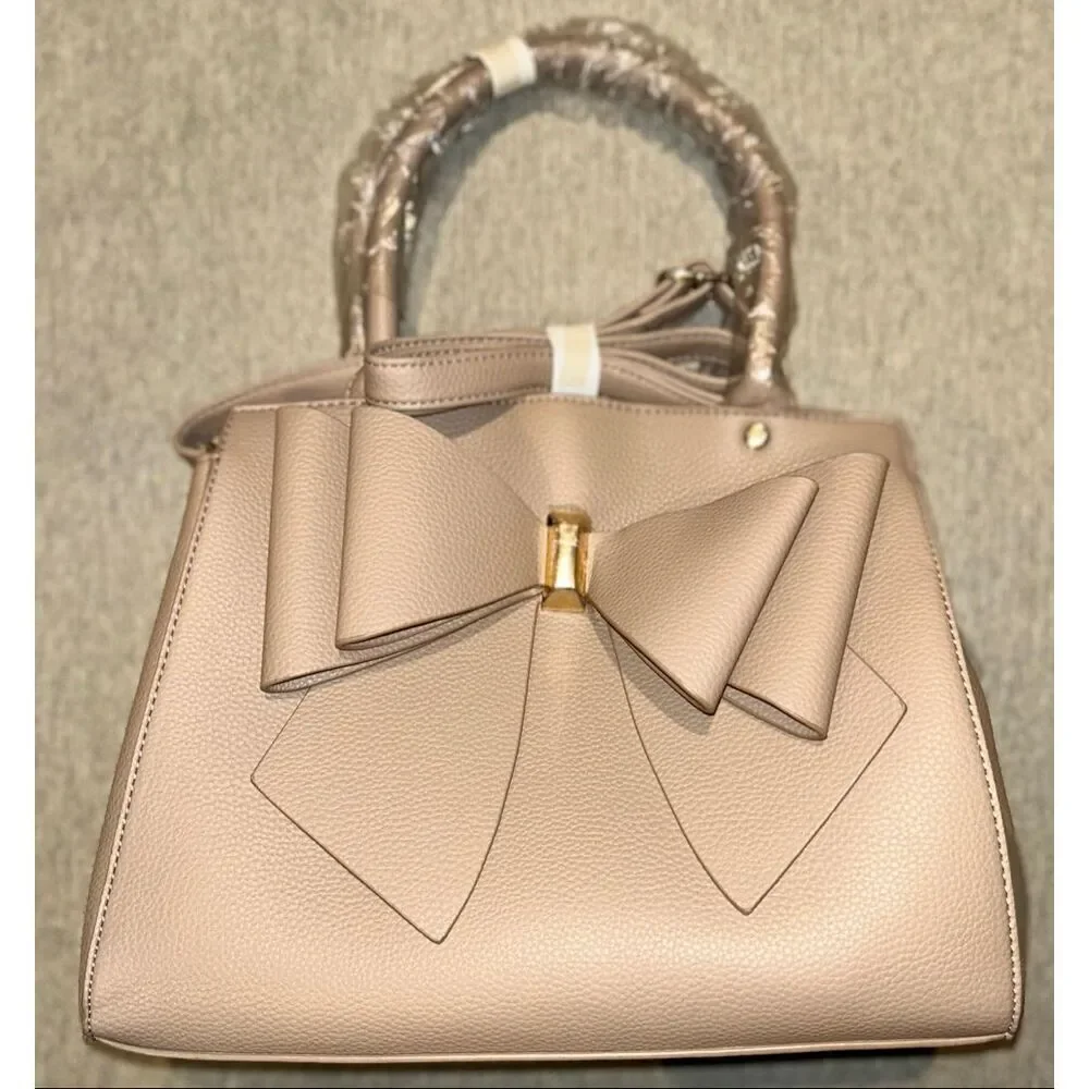 Cossi tan double bow purse
